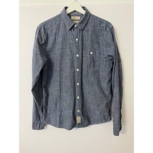 Hollister Mens Long Sleeve Button Down Shirt Blue Chambray M Preppy Coastal